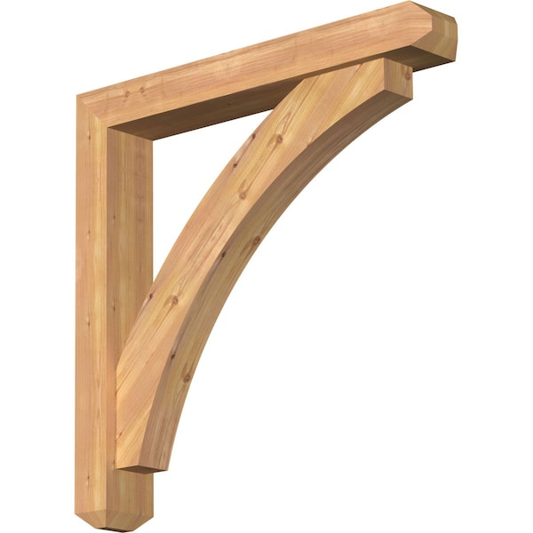Ekena Millwork Thorton Craftsman Smooth Bracket w/ Offset Brace, Western Red Cedar, 5 1/2"W x 36"D x 36"H - BKT0604X36X36THR04SWR