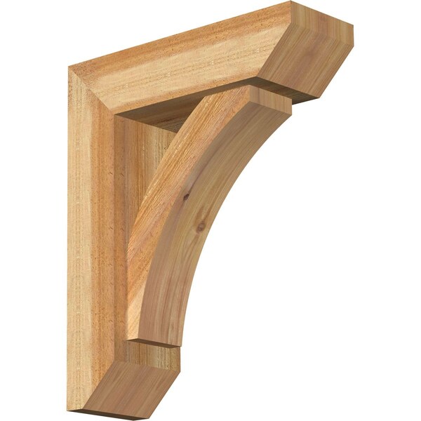 Ekena Millwork Thorton Slat Rough Sawn Bracket w/ Offset Brace, Western Red Cedar, 6"W x 18"D x 22"H - BKT0604X18X22THR06RWR