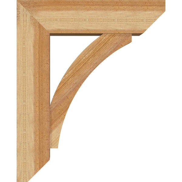 Ekena Millwork Thorton Slat Rough Sawn Bracket w/ Offset Brace, Western Red Cedar, 6"W x 18"D x 22"H - BKT0604X18X22THR06RWR