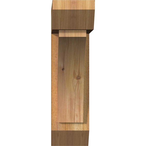 Ekena Millwork Thorton Slat Rough Sawn Bracket w/ Offset Brace, Western Red Cedar, 6"W x 18"D x 22"H - BKT0604X18X22THR06RWR