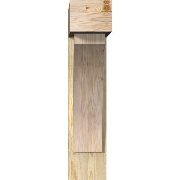 Ekena Millwork Thorton Block Rough Sawn Bracket w/ Offset Brace, Douglas Fir, 8"W x 24"D x 36"H - BKT0806X24X36THR05RDF