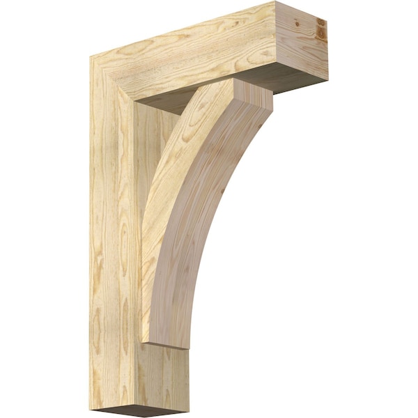 Ekena Millwork Thorton Block Rough Sawn Bracket w/ Offset Brace, Douglas Fir, 8"W x 24"D x 36"H - BKT0806X24X36THR05RDF