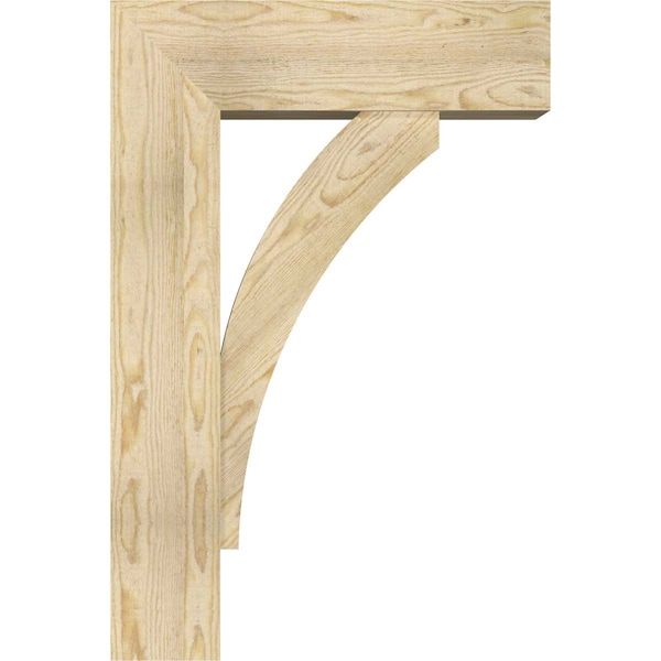 Ekena Millwork Thorton Block Rough Sawn Bracket w/ Offset Brace, Douglas Fir, 8"W x 24"D x 36"H - BKT0806X24X36THR05RDF