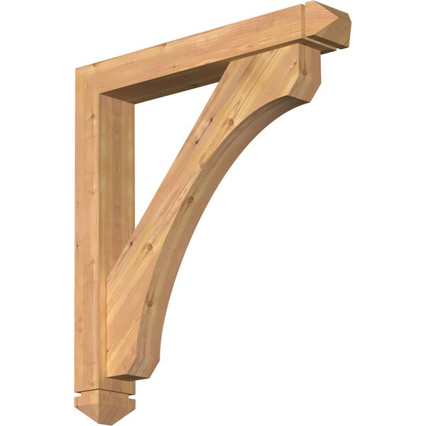Ekena Millwork Legacy Arts and Crafts Smooth Bracket w/ Offset Brace, Western Red Cedar, 5 1/2"W x 34"D x 38"H - BKT0604X34X38LEC03SWR