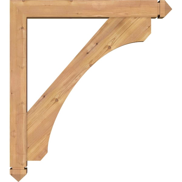 Ekena Millwork Legacy Arts and Crafts Smooth Bracket w/ Offset Brace, Western Red Cedar, 5 1/2"W x 34"D x 38"H - BKT0604X34X38LEC03SWR