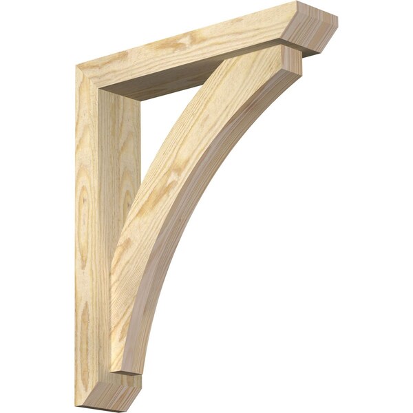 Ekena Millwork Thorton Slat Rough Sawn Bracket w/ Offset Brace, Douglas Fir, 4"W x 18"D x 22"H - BKT0402X18X22THR06RDF