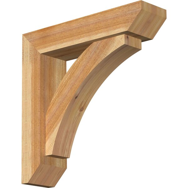Ekena Millwork Thorton Slat Rough Sawn Bracket w/ Offset Brace, Western Red Cedar, 6"W x 24"D x 24"H - BKT0604X24X24THR06RWR