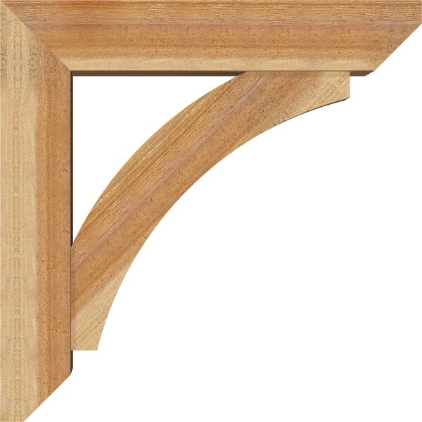 Ekena Millwork Thorton Slat Rough Sawn Bracket w/ Offset Brace, Western Red Cedar, 6"W x 24"D x 24"H - BKT0604X24X24THR06RWR