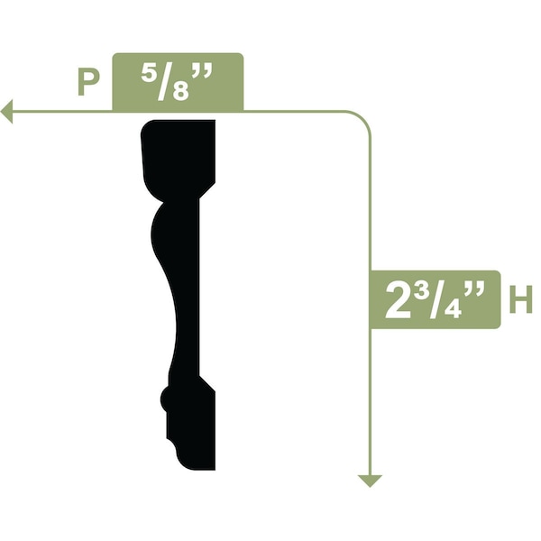 Ekena Millwork 2 3/4"H x 5/8"P x 96"L West Coast Casing Moulding, PVC - CAS03X01X96WCSWPV