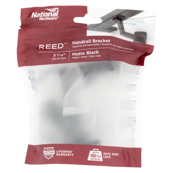 National Hardware National Hardware Reed Black Steel Handrail Bracket 3-5/16 in. L 150 lb - N830-524