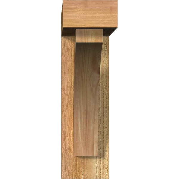 Ekena Millwork Thorton Block Rough Sawn Bracket w/ Offset Brace, Western Red Cedar, 4"W x 14"D x 14"H - BKT0402X14X14THR05RWR