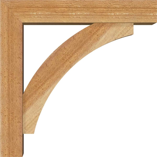 Ekena Millwork Thorton Block Rough Sawn Bracket w/ Offset Brace, Western Red Cedar, 4"W x 14"D x 14"H - BKT0402X14X14THR05RWR