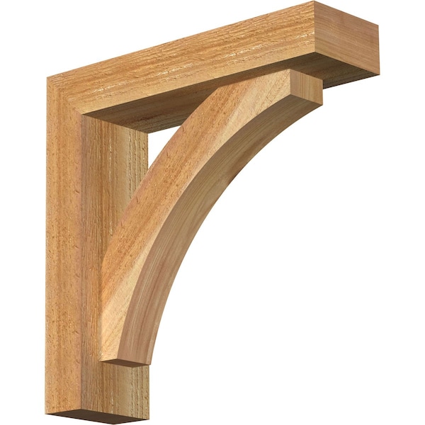 Ekena Millwork Thorton Block Rough Sawn Bracket w/ Offset Brace, Western Red Cedar, 4"W x 14"D x 14"H - BKT0402X14X14THR05RWR