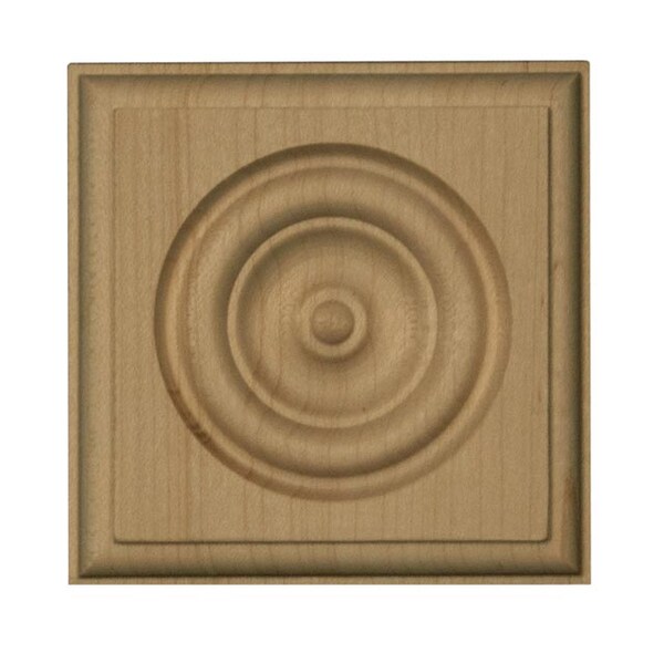 Osborne Wood Products 3 1/2 x 3 1/2 x 1 1/8 Small Rosette Onlay in Rubberwood - 7669RW