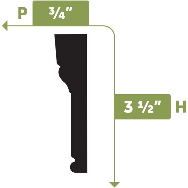 Ekena Millwork LWM97 - 3 1/2"H x 3/4"D x 144"L Casing Flexible Moulding - CASFLWM97X144