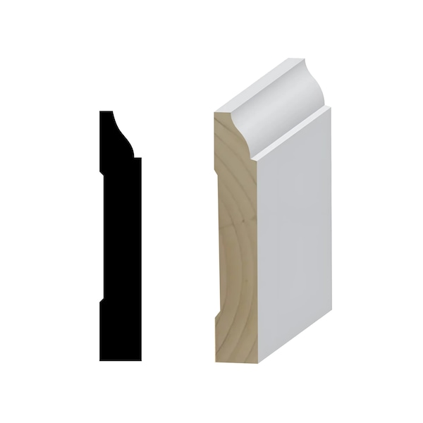 Reso Radiata pine, White, 96 in L, 0.56 in H, 3.25 in W, Primed - RMB-623-96-20