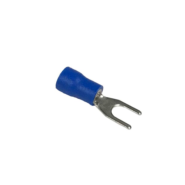 Terminales de horquilla para cables de calibre 14-16 AWG, aisladas con PVC, tamaño de perno #8, azules, paquete de 10 - SVS2-4-10