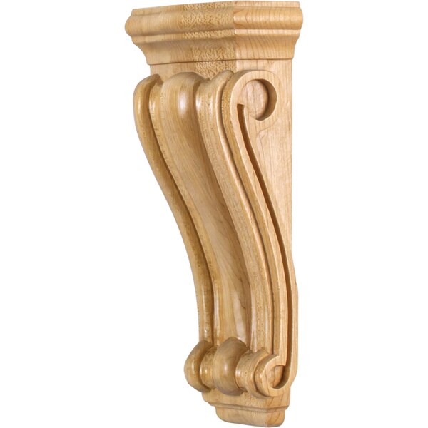 Hardware Resources 3-7/8" Wx2-1/2"Dx10"H Rubberwood Scrolled Corbel - CORN-3RW