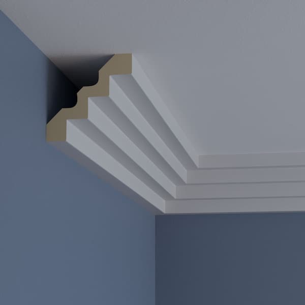 Ekena Millwork 4 1/4"H x 4 1/4"P x 6"F x 94 1/2"L Eris Step Crown Moulding - MLD04X04X06ER