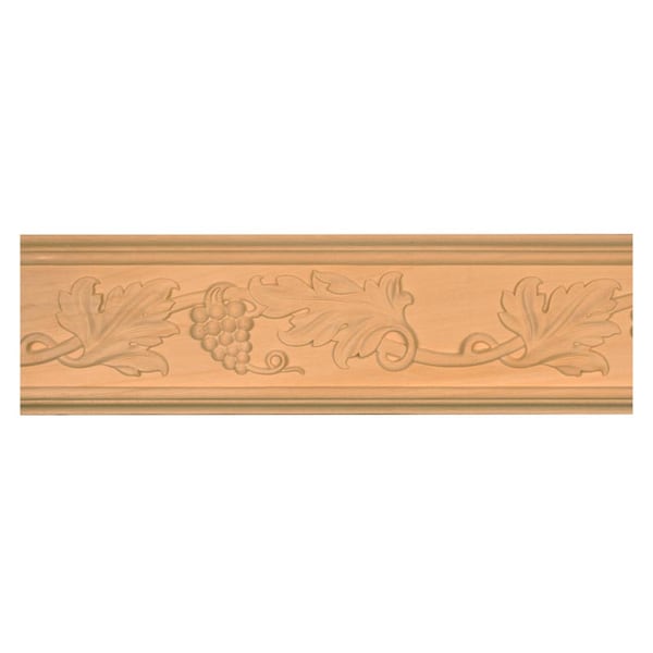 Osborne Wood Products 4 7/8 x 3/4 x 96 Carved Grape Chair Rail in Basswood - 891934BAS