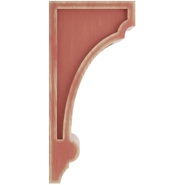 Ekena Millwork 4"W x 5"D x 10"H Diane Recessed Wood Vintage Decor Corbel, Salvage Red - CORWD04X05X10DIRD
