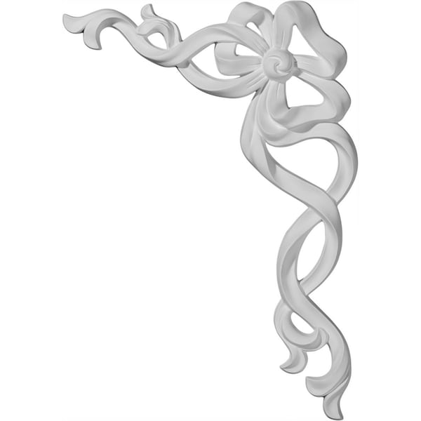 Ekena Millwork 11"W  x 15 3/4"H x 1 1/8"P Versailles Large Ribbon with Bow Onlay, Right - ONL11X15X01VE-R