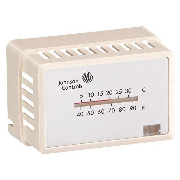 Johnson Controls Pneumatic Thermostat Cover, White, Mounting Style: Horizontal, Thermometer, Single Window - T-4000-3142