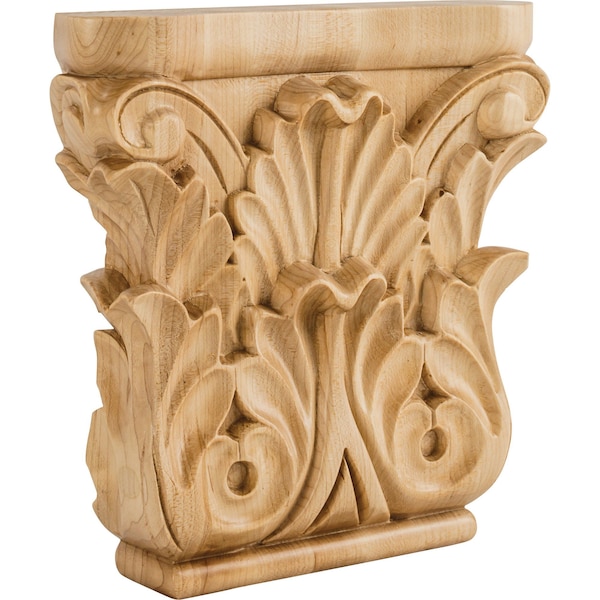 Hardware Resources 8" Wx1-3/4"Dx8"H Rubberwood Acanthus Capital - CAP4RW