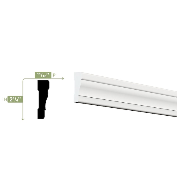 Ekena Millwork WM356 - 2 1/4"H x 3/4"P x 96"L Colonial Casing Moulding, PVC - WM356X96SWPV