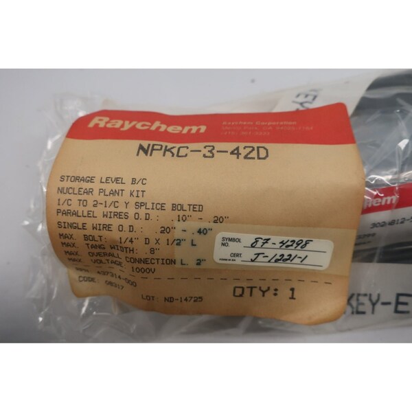 Kit de planta nuclear Raychem 1/C A 2-1/C y empalme perno y otros componentes eléctricos - NPKC-3-42D