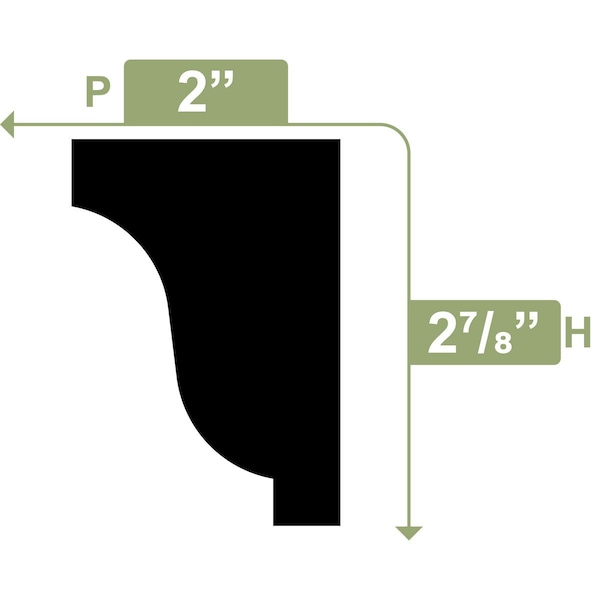 Ekena Millwork 2 7/8"H x 1/2"P x 2"TP x 96"L Moulding, PVC - MLD03X02X96SWPV