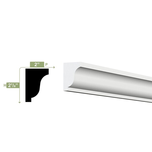 Ekena Millwork 2 7/8"H x 1/2"P x 2"TP x 96"L Moulding, PVC - MLD03X02X96SWPV
