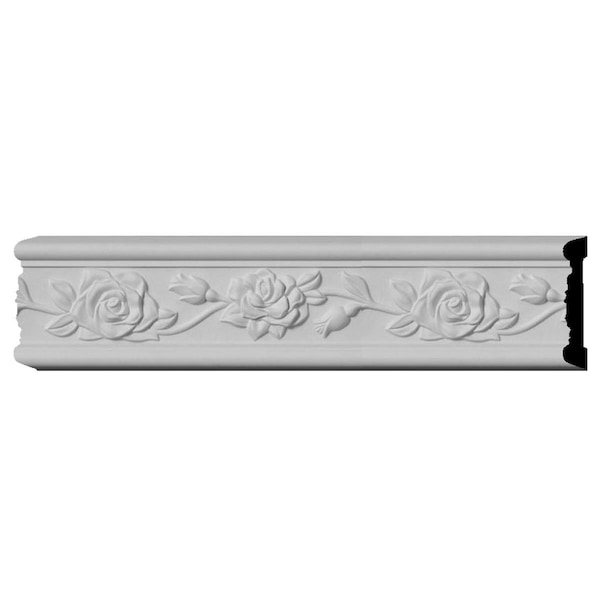 Ekena Millwork 3 7/8"H x 3/4"P x 94 1/2"L, (9 5/8" Repeat), Running Rose Chair Rail - CHA03X00RO