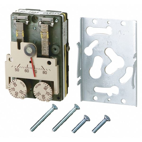Siemens Pneumatic Thermostat, Dual Temperature, Heating and Cooling, 2 Pipe, Vertical, 5/32 in Barb - 192-208