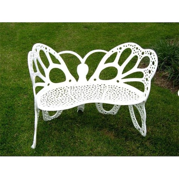 Flower House Flower House FHBFB06W Butterfly Bench - White - FHBFB06W