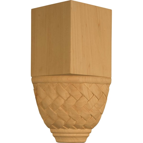 Osborne Wood Products 9 x 3 3/4 x 3 3/4 Basketweave Inside Corner Block in Hard Maple - 74765HM