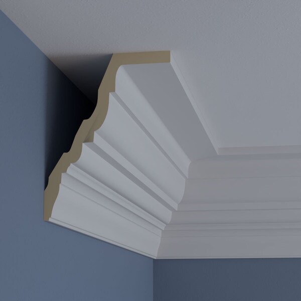 Ekena Millwork 8 1/4"H x 6 1/4"P x 10 3/8"F x 94 1/2"L Amelia Smooth Crown Moulding - MLD08X06X10AM