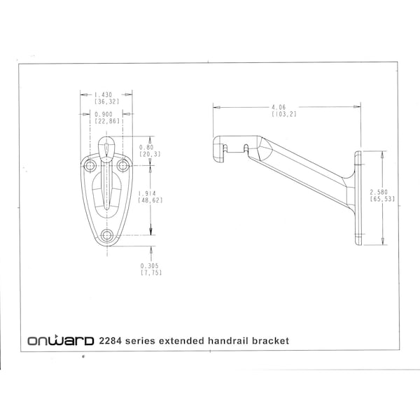 Onward 4 116inch 103 mm HeavyDuty Handrail Bracket, Brushed Chrome - 2284BCV
