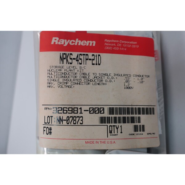 Kit de empalme de cable multiconductor a conductor aislado único Raychem Npks-4Stp-21D - NPKS-4STP-21D