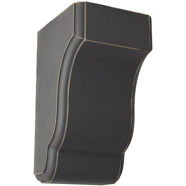Ekena Millwork 3 1/2"W x 4"D x 6 1/2"H Capistrano Mission Wood Vintage Decor Corbel, Black - CORWD03X04X06CPBL