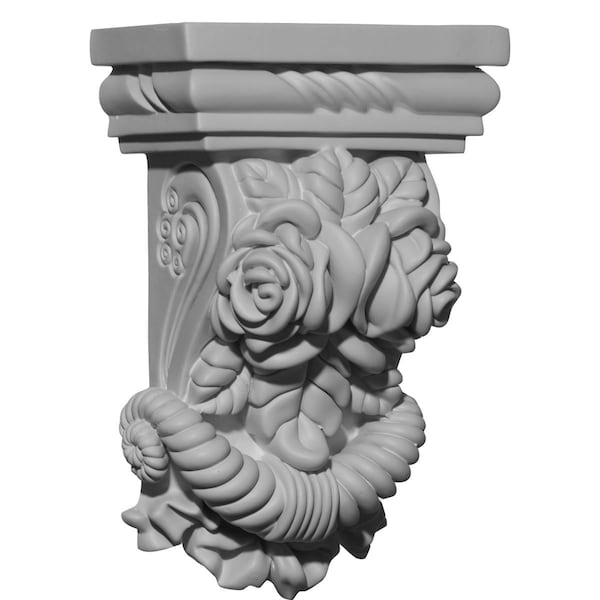 Ekena Millwork 5 1/4"W x 2 3/4"D x 8 1/8"H Rose Corbel - COR05X02X08RO