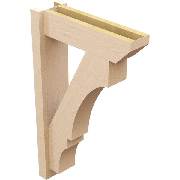 Ekena Millwork 6-in W x 20-in D x 32-in H Balboa Slat Rough Cedar Woodgrain TimberThane Outlooker, Primed Tan - OUTUR060X20X32BOA24RCPR