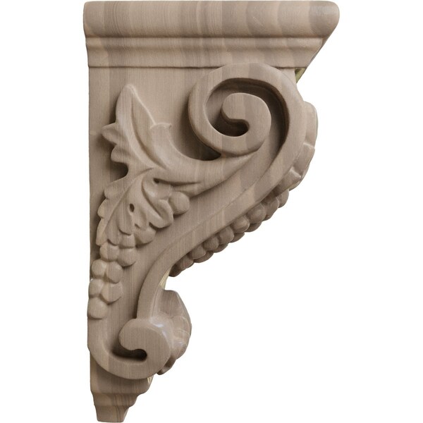 Ekena Millwork 3 1/2"W x 4"D x 7"H Small Grape Corbel, Walnut - CORW03X04X07GRWA