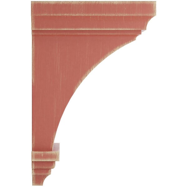 Ekena Millwork 6"W x 6 3/4"D x 12"H Large Jefferson Wood Vintage Decor Corbel, Salvage Red - CORWD06X06X12JERD