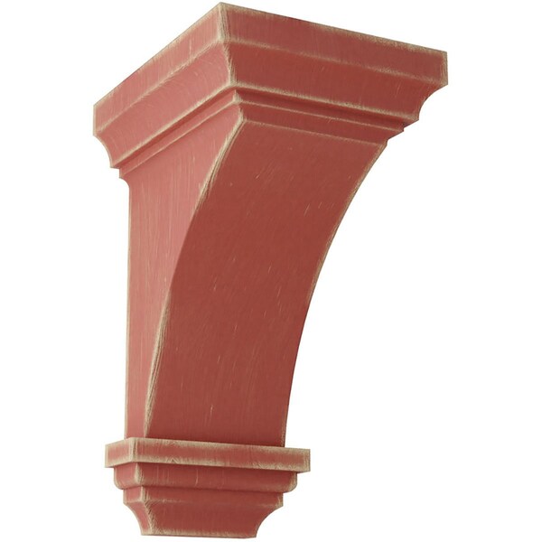 Ekena Millwork 6"W x 6 3/4"D x 12"H Large Jefferson Wood Vintage Decor Corbel, Salvage Red - CORWD06X06X12JERD