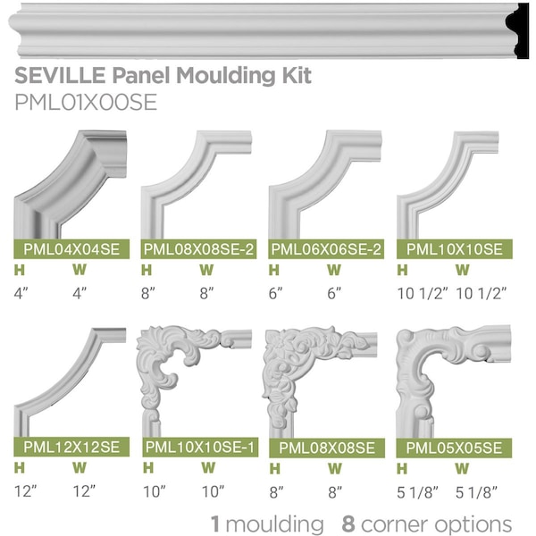 Ekena Millwork 1 1/2"H x 3/4"P x 94 1/2"L Seville Panel Moulding - PML01X00SE