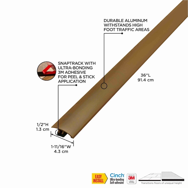M-D Building Products Aluminum, Antique Brass, 36 in L, 1.875 in W - 43363