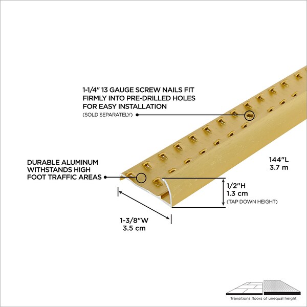 M-D Building Products Aluminum, Satin Brass, 144 in L, 1.375 in W - 06932