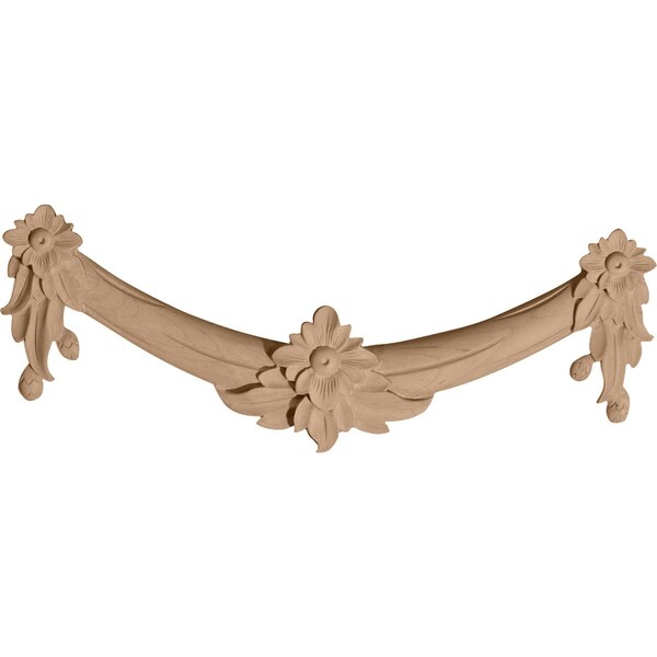 Ekena Millwork 16 1/8"W x 6"H x 1 3/8"D Medium Floral Swag, Rubberwood - ONL16X06X01FLRW