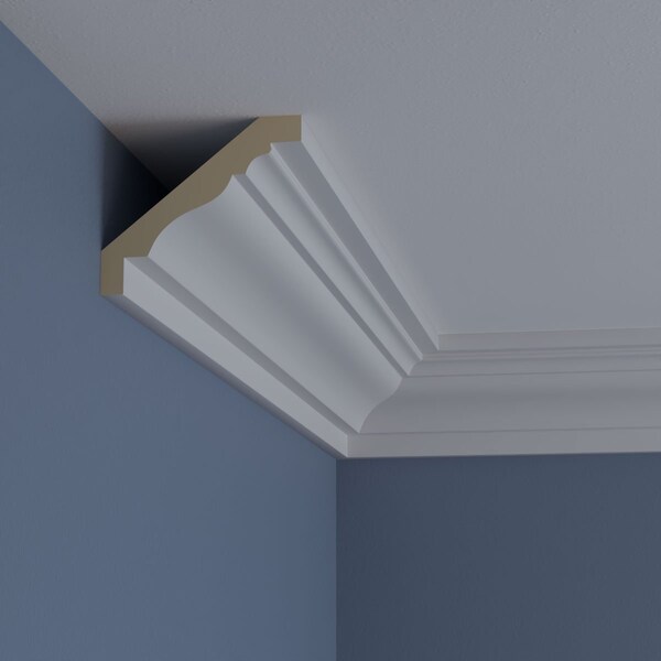 Ekena Millwork 4"H x 4 5/8"P x 6 1/8"F x 94 1/2"L Classic Smooth Crown Moulding - MLD04X04X06CL